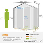Outsunny Outsunny Garden Shed 6'x4.5' Plastic Tool Storage House w/ Lockable Double Doors - Garden Shed