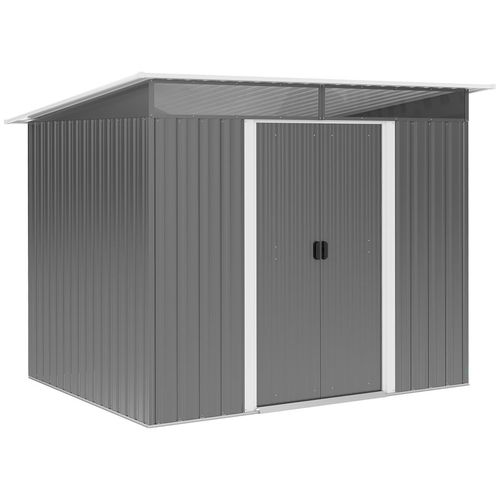 Outsunny Garden Shed Outdoor Storage Tool Organizer w/ Double Sliding Door Grey - Garden Shed from Outsunny
