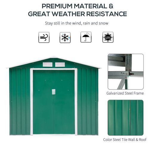 Outsunny Garden Shed Storage Unit w/Locking Door Floor Foundation Vent Green - Garden Shed from Outsunny