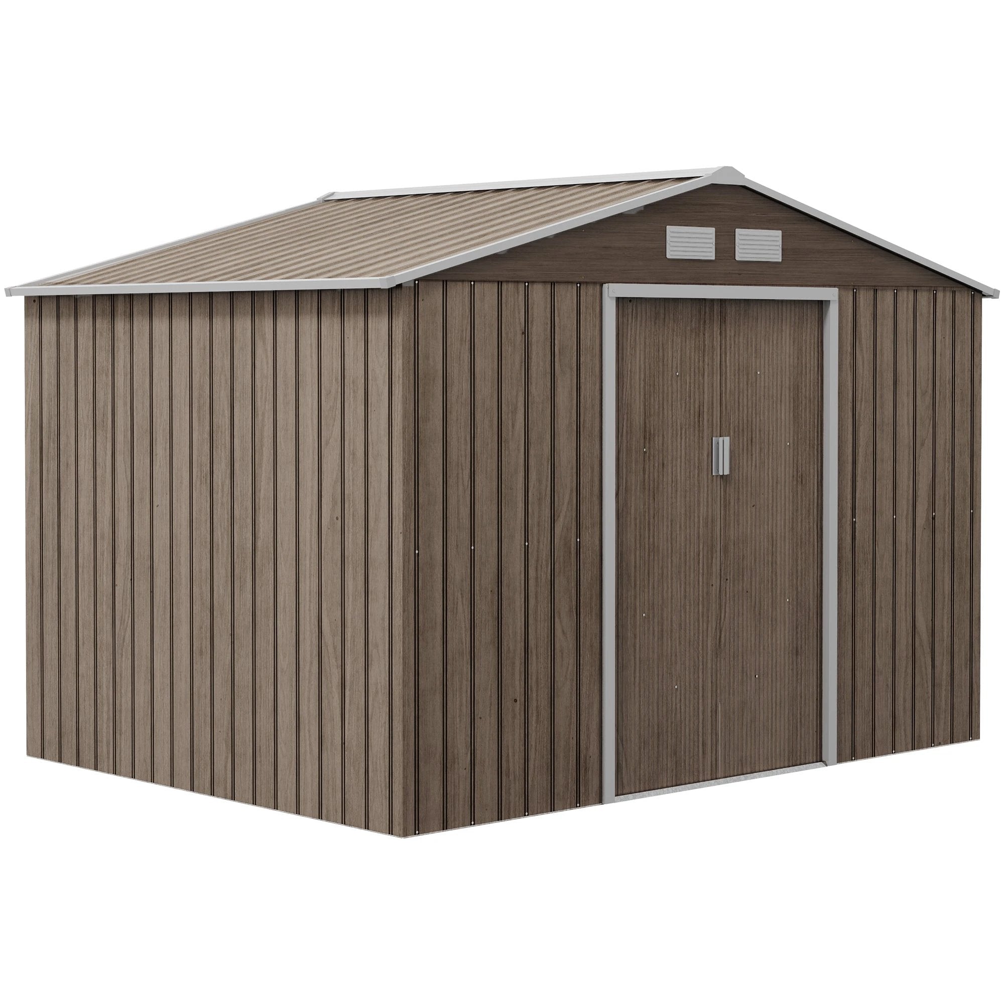 Outsunny Garden Shed Storage Unit withLocking Door Floor Foundation Vent Brown - Garden Shed from Outsunny