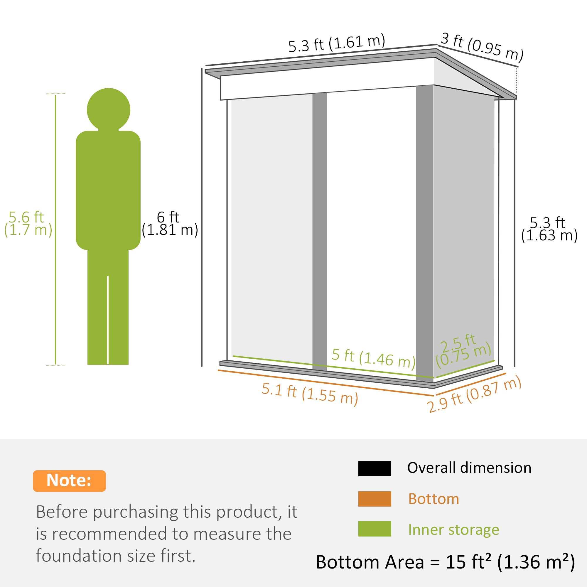 Outsunny Steel Garden Shed, Small Lean-to Shed for Bike, 5x3 ft Brown - Garden Shed from Outsunny
