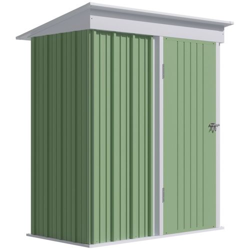 Outsunny Steel Garden Shed, Small  Lean-to Shed for Bike Tool, 5x3 ft, Green - Garden Shed from Outsunny