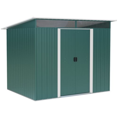 Pent Roofed Metal Garden Shed Foundation and Vent 260x194x200cm Green - Garden Shed from Outsunny