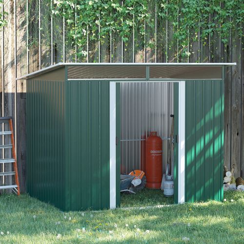 Pent Roofed Metal Garden Shed Foundation and Vent 260x194x200cm Green - Garden Shed from Outsunny