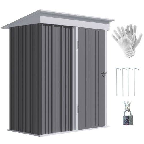 Small Garden Shed, Steel Lean-to Shed for Bike with Adjustable Shelf, Lock, 5x3 - Garden Shed from Outsunny