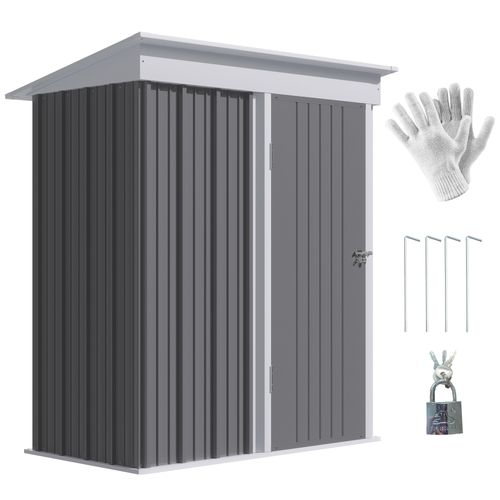 Small Garden Shed, Steel Lean-to Shed for Bike with Adjustable Shelf, Lock, 5x3 - Garden Shed from Outsunny