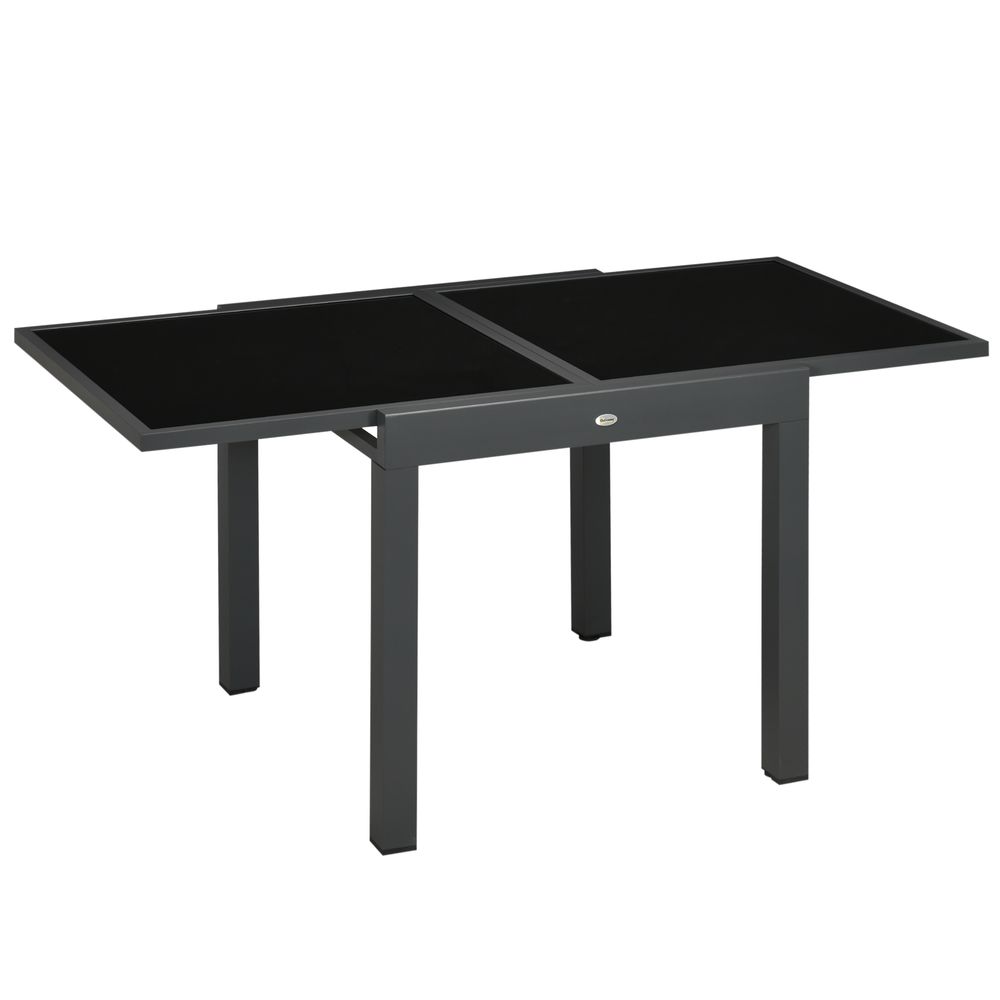 Extendable Outdoor Dining Table Patio Table with Aluminium Frame Black - Garden Table from Outsunny