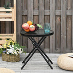 Folding Garden Table Round Foldable Table with Safety Buckle Black by Outsunny