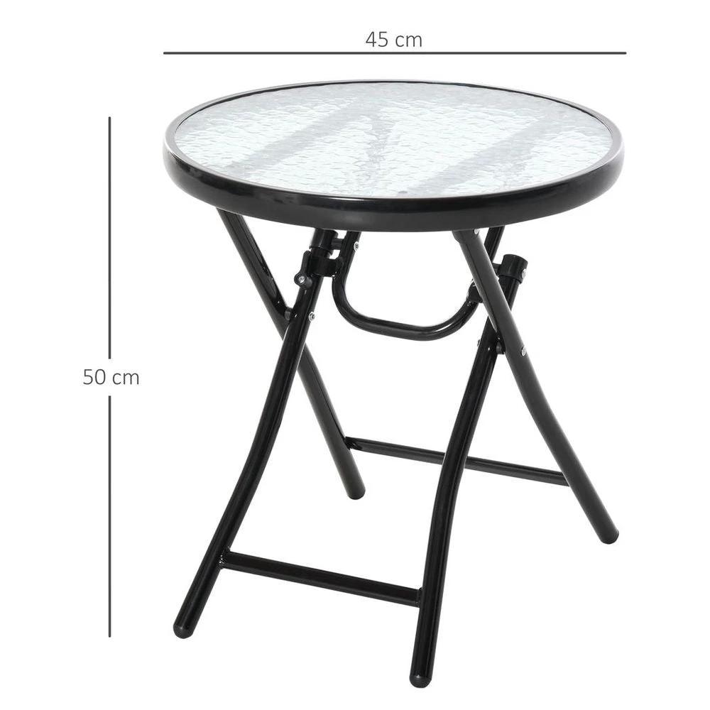 Folding Garden Table Round Foldable Table with Safety Buckle Black by Outsunny