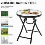 Folding Garden Table Round Foldable Table with Safety Buckle Black by Outsunny
