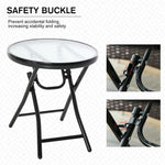 Folding Garden Table Round Foldable Table with Safety Buckle Black by Outsunny