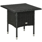 PE Rattan Outdoor Coffee Table, Rattan Side Table for Patio, Garden, Black by Outsunny