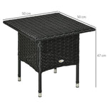PE Rattan Outdoor Coffee Table, Rattan Side Table for Patio, Garden, Black by Outsunny