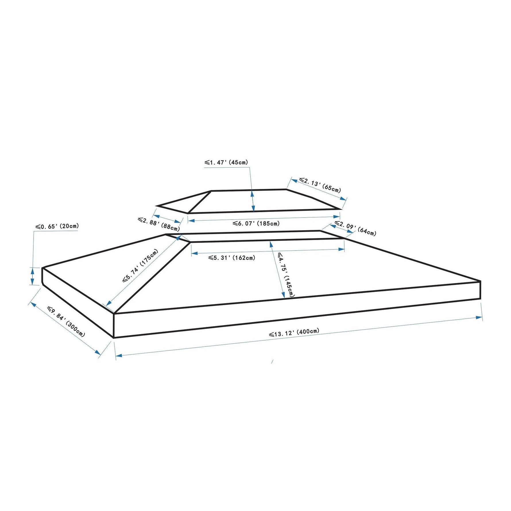 Outsunny 3x4m Gazebo Replacement Roof Canopy 2 Tier Top UV Cover Sun Awning Shelters - Gazebos