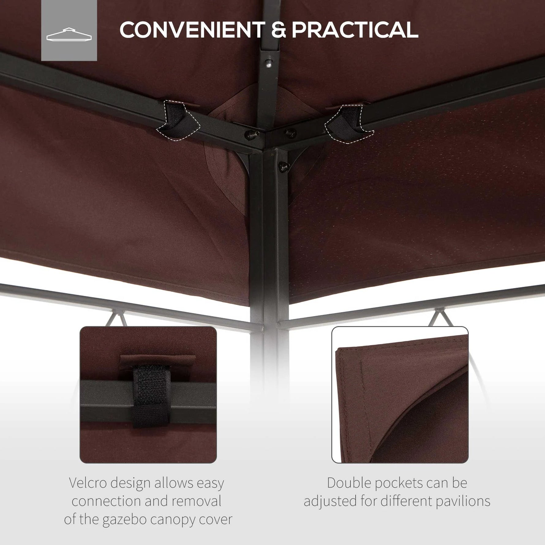 Outsunny 3x4m Gazebo Replacement Roof Canopy 2 Tier Top UV Cover Sun Awning Shelters - Gazebos