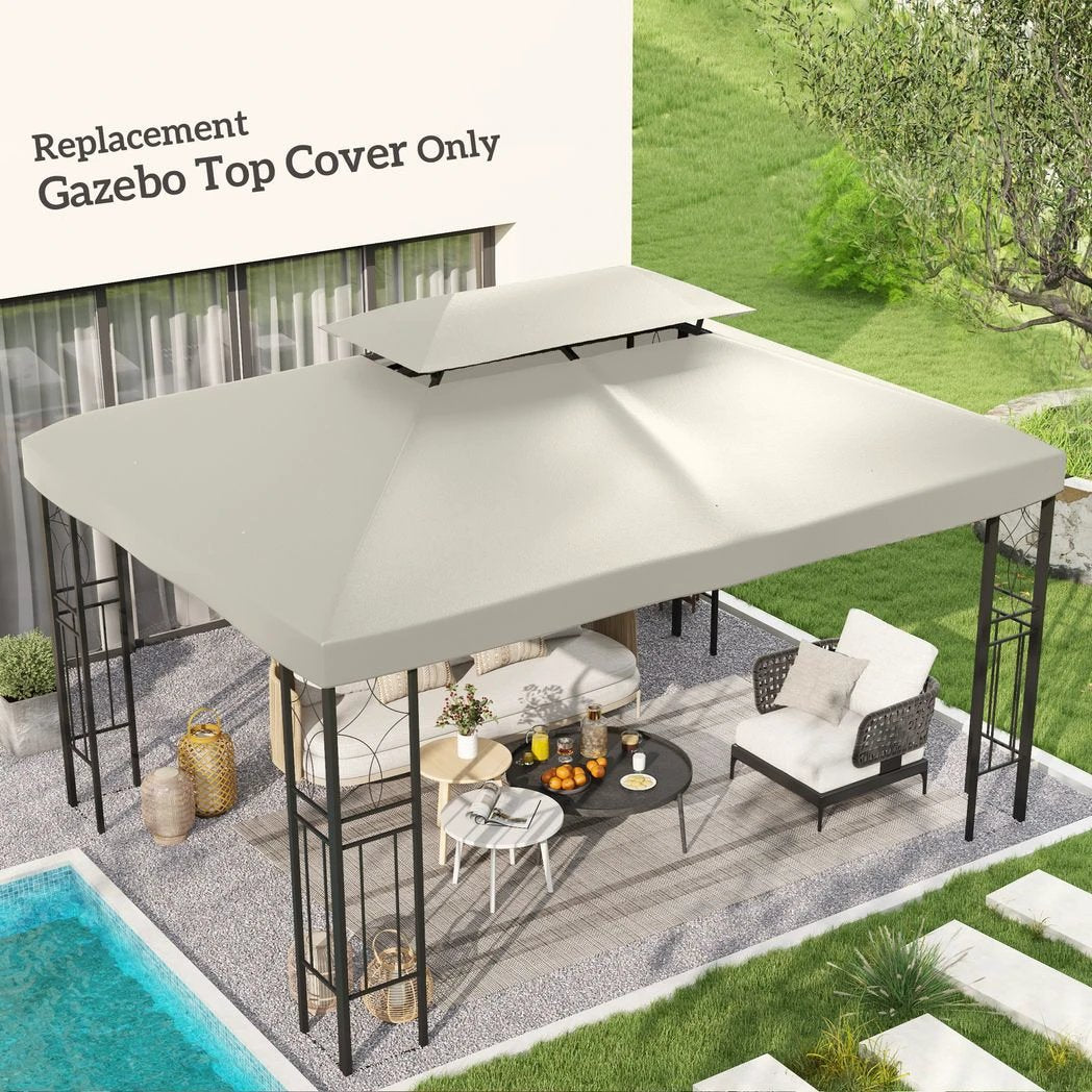 Outsunny 3x4m Gazebo Replacement Roof Canopy 2 Tier Top UV Cover Sun Awning Shelters - Gazebos