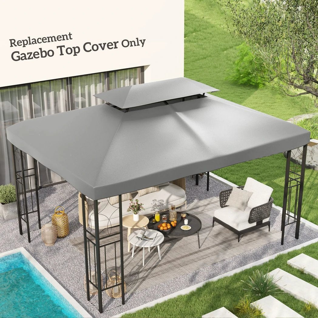 Outsunny 3x4m Gazebo Replacement Roof Canopy 2 Tier Top UV Cover Sun Awning Shelters - Gazebos