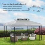 Outsunny 3x4m Gazebo Replacement Roof Canopy 2 Tier Top UV Cover Sun Awning Shelters - Gazebos