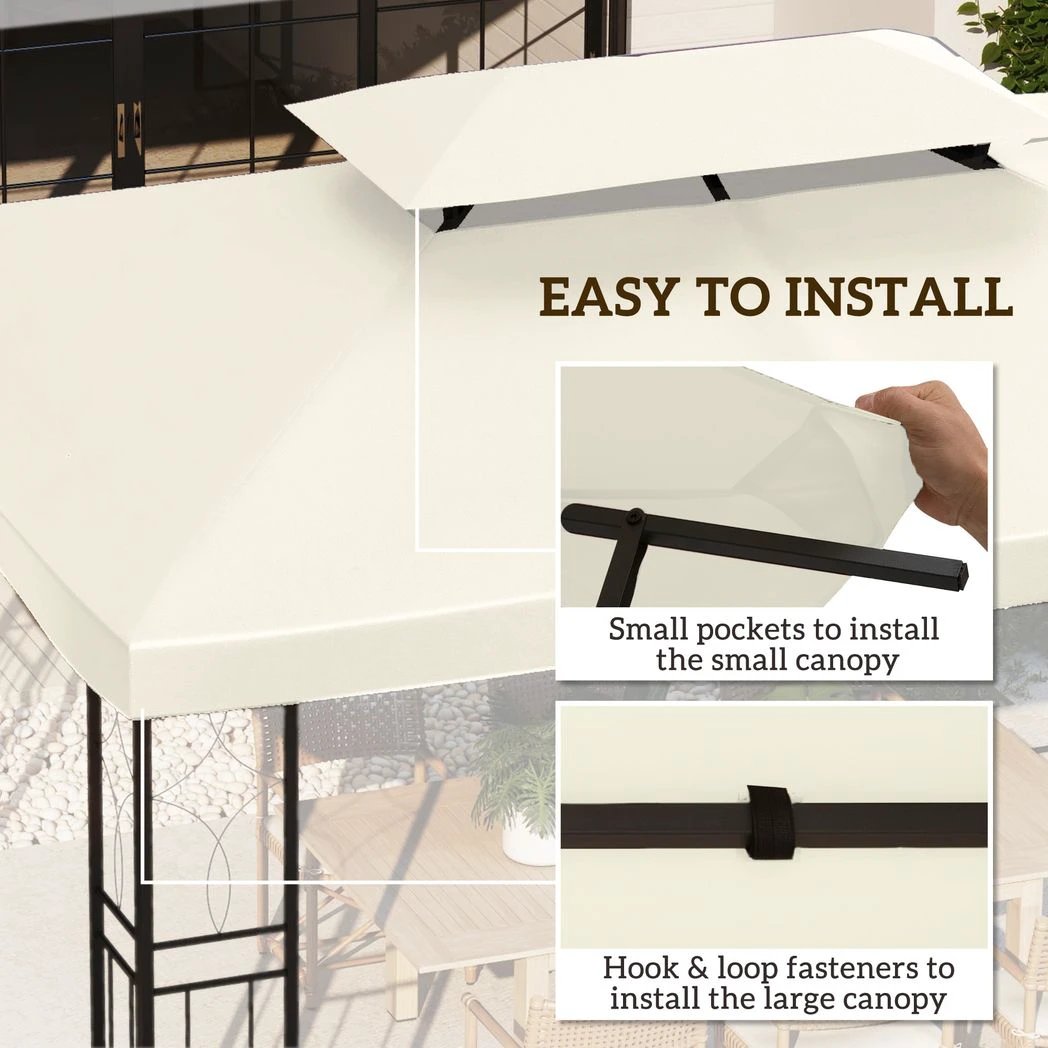 Outsunny 3x4m Gazebo Replacement Roof Canopy 2 Tier Top UV Cover Sun Awning Shelters - Gazebos