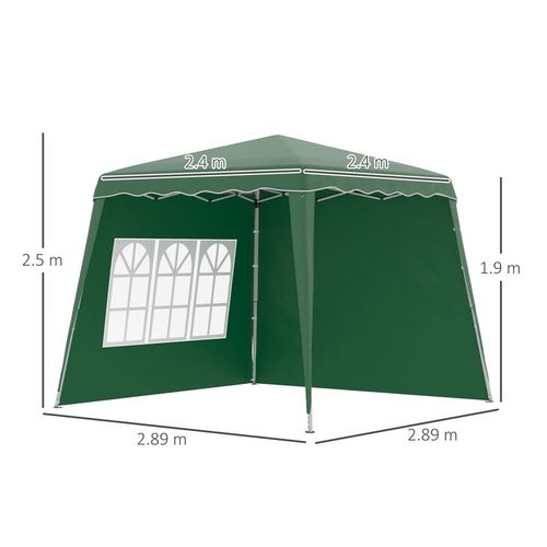 2.4 x 2.4m UV50+ Pop Up Gazebo Canopy Tent with Carry Bag, Green - Gazebos from Outsunny