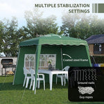 2.4 x 2.4m UV50+ Pop Up Gazebo Canopy Tent with Carry Bag, Green - Gazebos from Outsunny