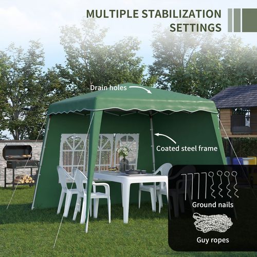 2.4 x 2.4m UV50+ Pop Up Gazebo Canopy Tent with Carry Bag, Green - Gazebos from Outsunny