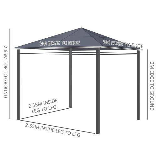 3 x 3(m) Hardtop Gazebo for Garden Party with Polycarbonate and Roof Curtains by Outsunny