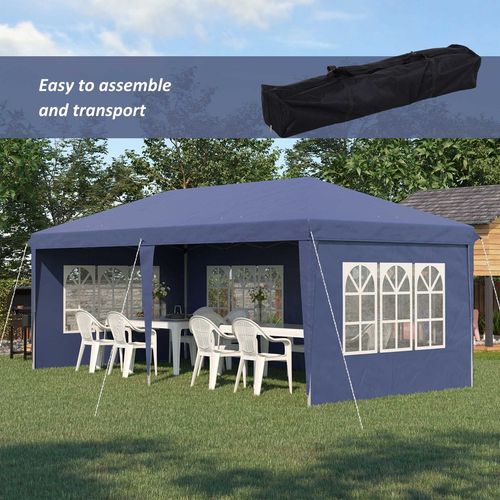 3 x 6m Heavy Duty Gazebo Marquee Party Tent with Storage Bag Blue - Gazebos from Outsunny