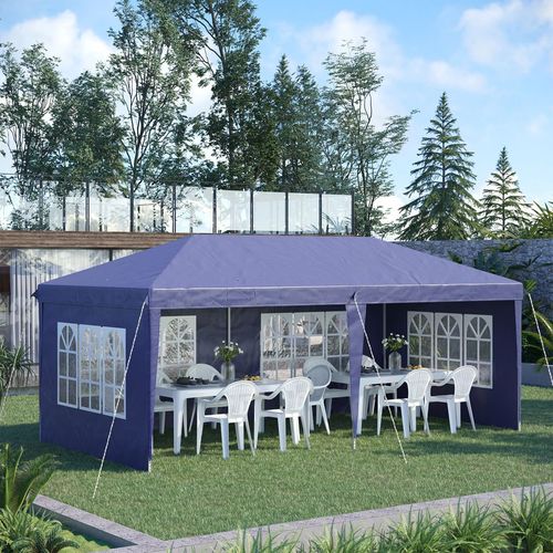 3 x 6m Heavy Duty Gazebo Marquee Party Tent with Storage Bag Blue - Gazebos from Outsunny