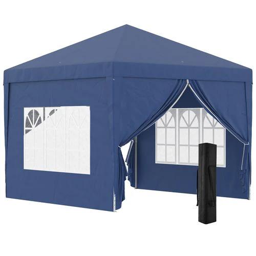 Outsunny 3mx3m Pop Up Gazebo Party Tent Canopy Marquee with Storage Bag Blue - Gazebos