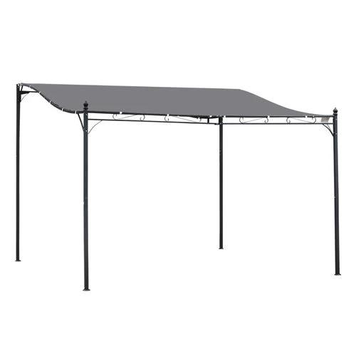 4x3 M Canopy Metal Wall Gazebo Grey by Outsunny