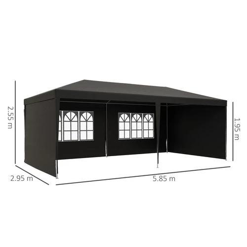 Outsunny 6m x 3m Garden Gazebo Marquee Canopy Party Tent Canopy Patio Dark Grey - Gazebos