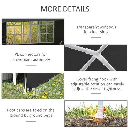 Outsunny 6m x 3m Garden Gazebo Marquee Canopy Party Tent Canopy Patio Dark Grey - Gazebos