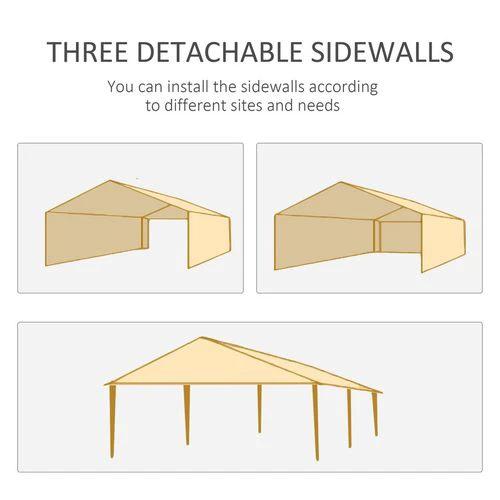 Outsunny 6m x 3m Garden Gazebo Marquee Canopy Party Tent Canopy Patio Dark Grey - Gazebos