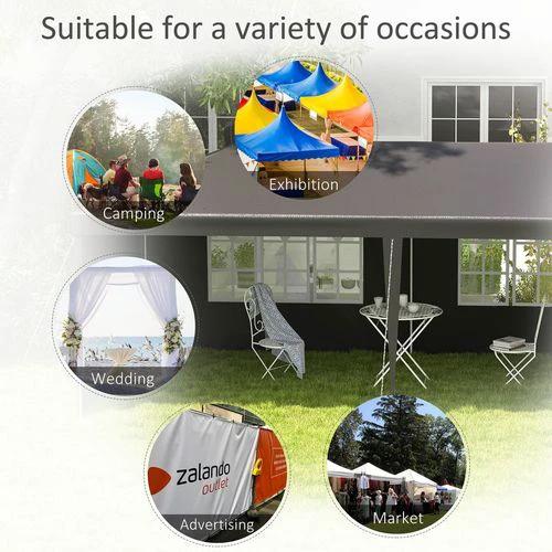 Outsunny 6m x 3m Garden Gazebo Marquee Canopy Party Tent Canopy Patio Dark Grey - Gazebos