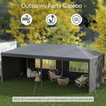 Outsunny 6m x 3m Garden Gazebo Marquee Canopy Party Tent Canopy Patio Dark Grey - Gazebos