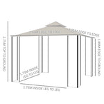 Metal Gazebo With Sides Beige 3m x 3m Waterproof Gazebo by Outsunny
