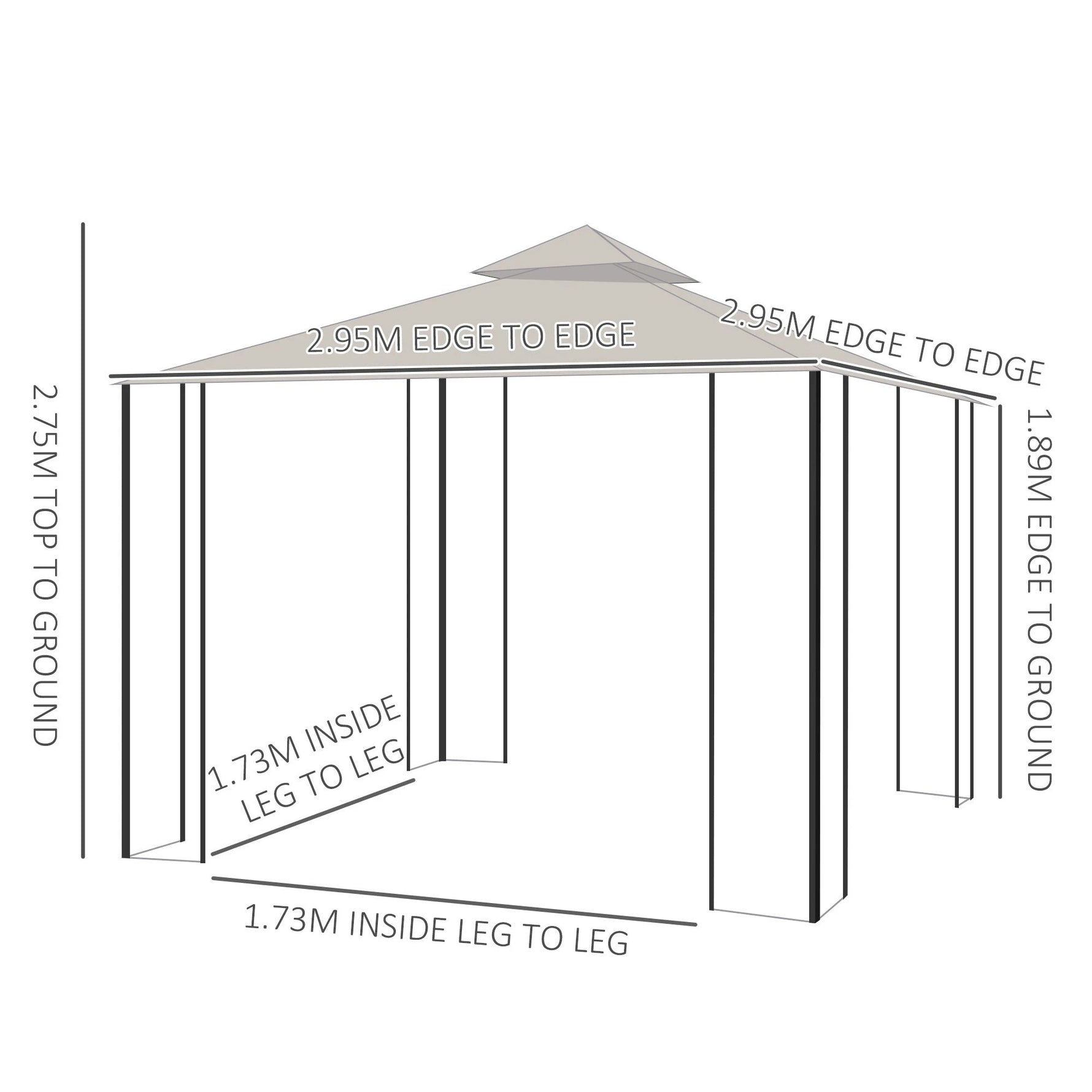 Metal Gazebo With Sides Beige 3m x 3m Waterproof Gazebo by Outsunny