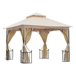 Metal Gazebo With Sides Beige 3m x 3m Waterproof Gazebo by Outsunny