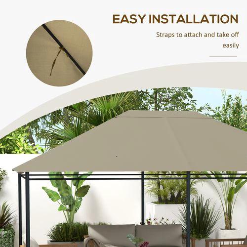 Outsunny 3 x 4m Gazebo Canopy Replacement Gazebo Roof Cover, Khaki by Outsunny