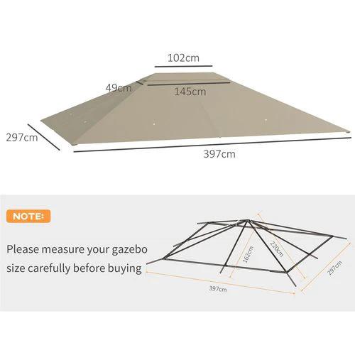 Outsunny 3 x 4m Gazebo Canopy Replacement Gazebo Roof Cover, Khaki by Outsunny