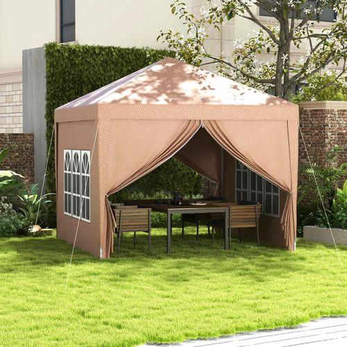 Outsunny 3x3 m Pop Up Gazebo Party Tent Canopy Marquee with Storage Bag Coffee by Outsunny
