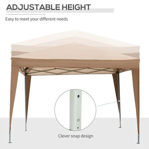 Outsunny 3x3 m Pop Up Gazebo Party Tent Canopy Marquee with Storage Bag Coffee by Outsunny