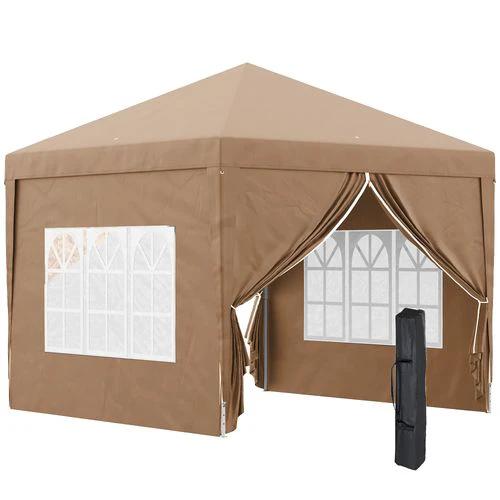 Outsunny 3x3 m Pop Up Gazebo Party Tent Canopy Marquee with Storage Bag Coffee by Outsunny