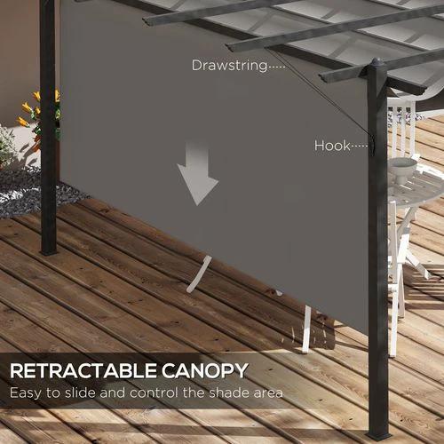 Outsunny 4 x 3(m) Aluminium Pergola Gazebo Garden Shelter w/ Retractable Roof by Outsunny