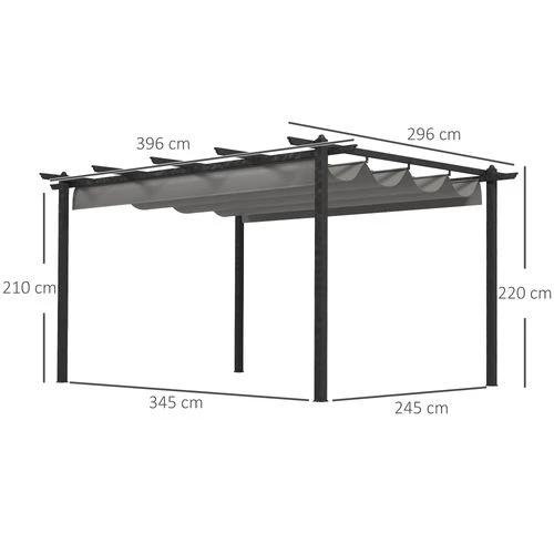 Outsunny 4 x 3(m) Aluminium Pergola Gazebo Garden Shelter w/ Retractable Roof by Outsunny