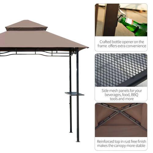 Outsunny Outsunny 8ft Double-Tier Gazebo Grill Canopy Tent Shelter-Coffee - Gazebos