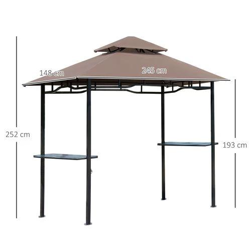 Outsunny Outsunny 8ft Double-Tier Gazebo Grill Canopy Tent Shelter-Coffee - Gazebos