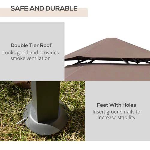 Outsunny Outsunny 8ft Double-Tier Gazebo Grill Canopy Tent Shelter-Coffee - Gazebos