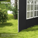 Outsunny Outsunny Gazebo Side Panels for 3x3(m) or 3x4m Pop Up Gazebo, 2 Pack, Black - Gazebos